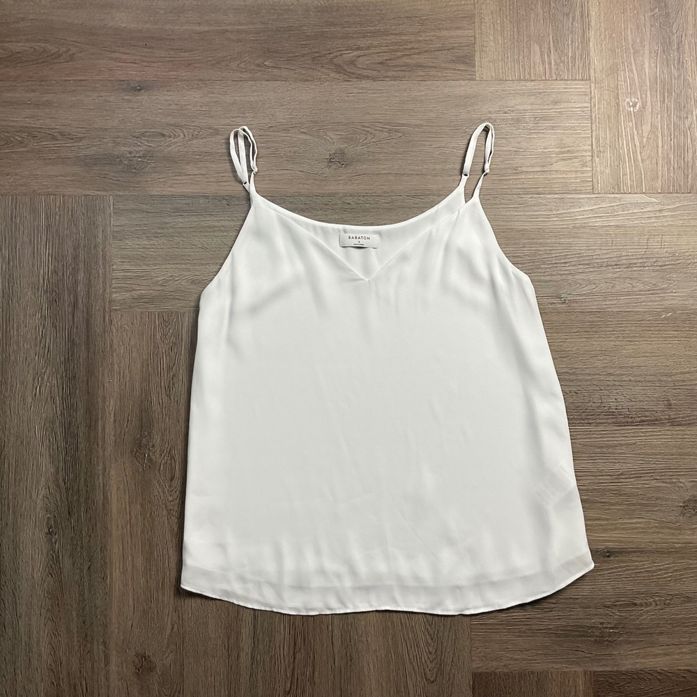 Aritzia Babaton Galen V Neck Camisole Tank Top Small White Classic Work Dressy